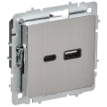 BRITE Розетка USB A+C 18Вт РЮ11-1-БрГН металл хром/никель IEK