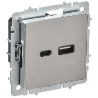 BRITE Розетка USB A+C 18Вт РЮ11-1-БрГН металл хром/никель IEK