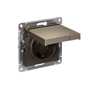 ATLASDESIGN РОЗЕТКА с заземлением со шторками с крышкой,16А,IP20, мех.,быстрозажим. клем., МОККО ATN000646S
