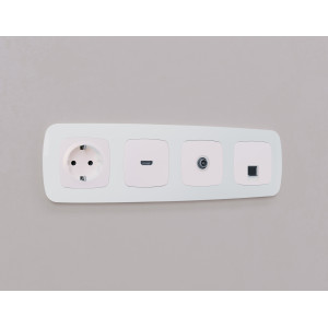 MO212005 Комплект механизма компьютерной розетки RJ-45 экранированной с автоматической защитной шторкой OMEGA Жемчуг QUANT OP2120, VM185 AMBRELLA VOLT