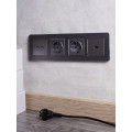 BRITE Розетка 1-местная с заземлением с защитными шторками 16А с USB AA 5В 3,1А РЮш10-2-БрС сталь IEK