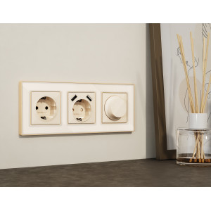 MA309010 Комплект механизма электрической розетки ALFA Бежевый глянец 2USB AA 18W быстрая зарядка сз QUANT AP3090, VM155 AMBRELLA VOLT