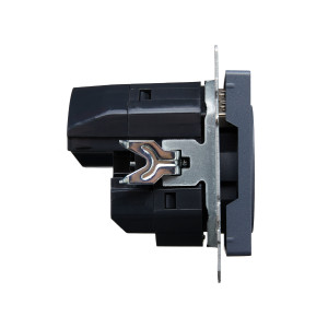 BRITE Розетка 1-местная с заземлением с защитными шторками 16А с USB AA 5В 2,1А РЮш10-1-БрМ маренго IEK