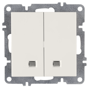 Arvia Electric, L/K Механизм, Выключатель двухклавишный с подсветкой, (белый)