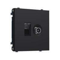 MS992510 Комплект механизма розетки компьютерной + TV оконечной SIGMA Черный Мягкое касание RJ-45 CAT6/50-870MHz 1dB с/ш QUANT PRO (SP9925, PR195)