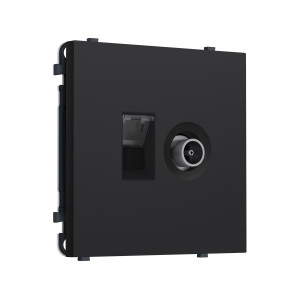 MS992510 Комплект механизма розетки компьютерной + TV оконечной SIGMA Черный Мягкое касание RJ-45 CAT6/50-870MHz 1dB с/ш QUANT PRO (SP9925, PR195)