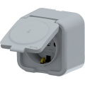 Arvia Electric, Aria, Розетка с заземлением с крышкой, IP-20 серый