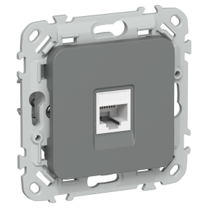 FLITE Розетка компьютерная RJ45 категория 6 UTP РК6-1-0-ФлМА мокрый асфальт IEK