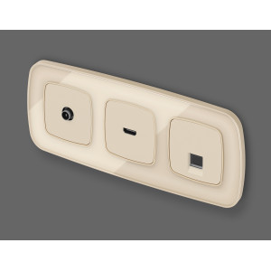 MO332005 Комплект механизма компьютерной розетки RJ-45 экранированной с автоматической защитной шторкой OMEGA Бежевый матовый QUANT OP3320, VM185 AMBRELLA VOLT