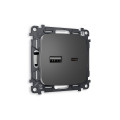 MO661010 Комплект механизма розетки OMEGA Антрацит серый 2USB AC 20W быстрая зарядка QUANT OP6610, VM177 AMBRELLA VOLT