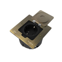 MultiDesk Лючок с розет.2К+З, 16А/250В, IP44 с коробкой д/стены,фальшпола,стола Античн. ЛАТУНЬ MDK21 MDK21102BA