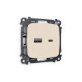 MO331010 Комплект механизма розетки OMEGA Бежевый матовый 2USB AC 20W быстрая зарядка QUANT OP3310, VM177 AMBRELLA VOLT