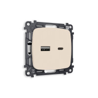 MO331010 Комплект механизма розетки OMEGA Бежевый матовый 2USB AC 20W быстрая зарядка QUANT OP3310, VM177 AMBRELLA VOLT