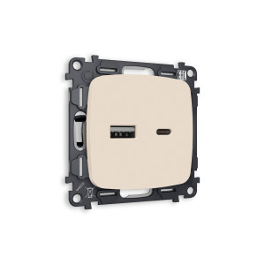 MO331010 Комплект механизма розетки OMEGA Бежевый матовый 2USB AC 20W быстрая зарядка QUANT OP3310, VM177 AMBRELLA VOLT