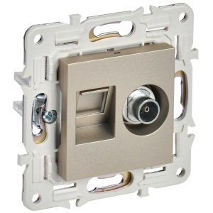 SKANDY Розетка двойная TV+RJ45 кат.6 SK-A15Sh шампань IEK