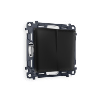 MA803030 Комплект механизма 2-клавишного перекрестного выключателя 10A-250V ALFA Черный матовый QUANT AP8030, VM125 AMBRELLA VOLT