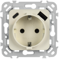 FLITE Розетка 1-местная с заземлением с защитными шторками 16А с USB A+C 20Вт безвинтовое крепление РСЮшс11-1-ФлСл сливочный IEK