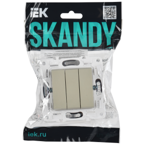 SKANDY Выключатель 3-клавишный 10А SK-V11B бежевый IEK