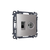 MA512510 Комплект механизма розетки компьютерной + TV оконечной RJ-45 с автоматической защитной шторкой ALFA Сталь матовый QUANT (AP5125, VM195) AMBRELLA VOLT