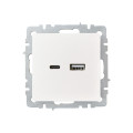 BRITE Розетка USB A+C 18Вт РЮ11-1-БрЖ жемчуг IEK