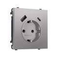 MS510010 Комплект механизма электрической розетки SIGMA Сталь матовый 2USB AC 20W быст. зар. сз сш 16A-250V QUANT PRO SP5100, PR160