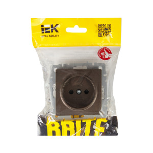 BRITE Розетка 1-местная без заземления с защитными шторками 10А РСш10-2-БрТБ темная бронза IEK