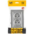 BRITE Розетка 2-местная без заземления с защитными шторками 10А в сборе РСш12-2-БрА алюминий IEK
