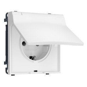 MS128010 Комплект механизма электрической розетки SIGMA Белый матовый 50Hz 2PE сз сш и крышкой IP44 16A-250V QUANT PRO SP1280, PR141