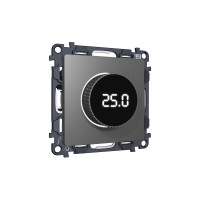 MA655810 Комплект механизма терморегулятора с цифровым дисплеем с подсветкой и датчиком для теплого пола ALFA Антрацит серый QUANT (AP6558, VM1385) AMBRELLA VOLT