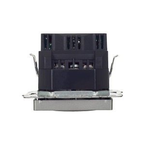 BRITE Розетка 1-местная с заземлением с защитными шторками 16А с USB AA 5В 3,1А РЮш10-2-БрС сталь IEK