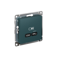 ATLASDESIGN USB РОЗЕТКА тип-С 65Вт высокоскор.заряд. QC, PD, механизм, ИЗУМРУД ATN000827