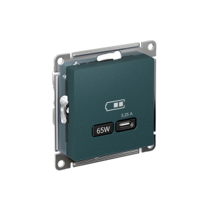 ATLASDESIGN USB РОЗЕТКА тип-С 65Вт высокоскор.заряд. QC, PD, механизм, ИЗУМРУД ATN000827