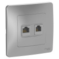 BLANCA С/У РОЗЕТКА двойная: комп.RJ45, кат.5E + телефон. RJ11, АЛЮМИНИЙ BLNIS045113