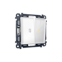 MA104030 Комплект механизма 2-кл проходного выключателя с подсветкой 3200K ALFA Белый глянец QUANT AP1040, VM120, G22Y AMBRELLA VOLT