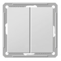 Двухклавишный проходной выключатель Schneider Electric W59, хром матовый, VS616-256-5-86