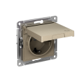 ATLASDESIGN РОЗЕТКА с заземлением со шторками с крышкой,16А,IP20, мех.,быстрозажим. клем., ШАМПАНЬ ATN000546S