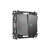 MO654020 Комплект механизма 2-кл выключателя с подсветкой 10000K OMEGA Антрацит серый QUANT OP6540, VM115, G17B AMBRELLA VOLT