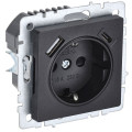 Розетка BRITE РЮш11-1-БрЧ 16А с USB A+C 18Вт с заземл. защ. шторки механизм черн. IEK BR-R14-16-U22-018-K02