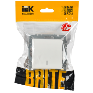 BRITE Выключатель 1-клавишный проходной с индикацией 10А ВС10-1-7-БрБ белый IEK