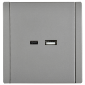 FORTE&PIANO Розетка USB A+C 3,1А FP550 сталь IEK