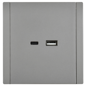 FORTE&PIANO Розетка USB A+C 3,1А FP550 сталь IEK