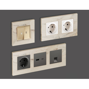 AF930601 Рамка ALFA Grand Серо-бежевый мрамор 1-ая AMBRELLA VOLT