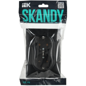 SKANDY Розетка 2-местная с заземлением без защитных шторок 16А в сборе SK-R08Bl черный IEK
