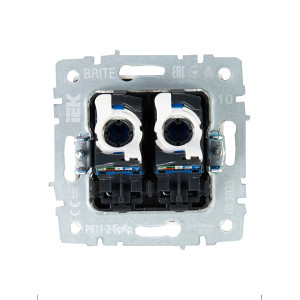 BRITE Розетка компьютерная двойная RJ45 кат.6 РК11-2-БрКр бежевый IEK