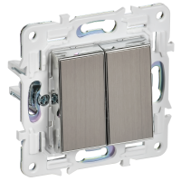 SKANDY Выключатель 2-клавишный проходной 10А SK-V05N металл никель IEK