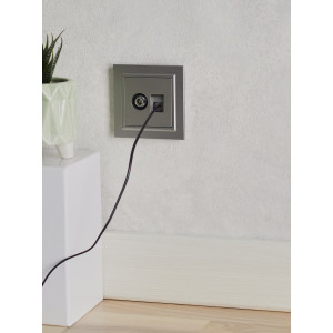 BRITE Розетка двойная TV+RJ45 кат.5E РТВ/РК12-БрС сталь IEK