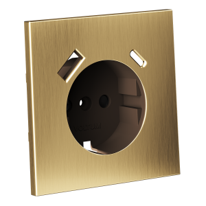Накладка для розетки с заземлением и защитными шторками, с USB A+C, S70 Metal (латунь)