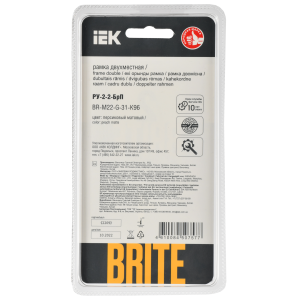 BRITE Рамка 2-местная РУ-2-2-БрП стекло персиковый матовый IEK