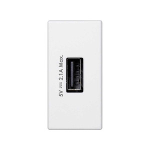 Simon Белый Зарядное устройство USB, К45, узкий модуль, 5 В, 2,1 А