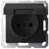Jasmart G Черный матовый Розетка с/з со шторками с крышкой 16A 250V~ G5505PB